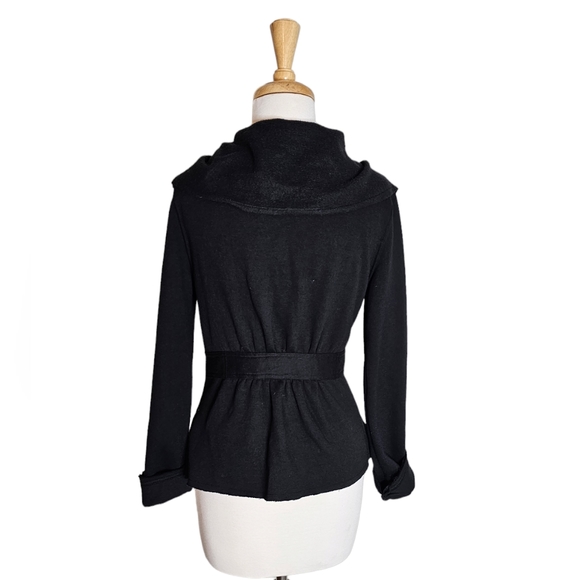BNCI Black Cowl Snap Sweater Jacket Light Jersey Fleece Size Small - Picture 7 of 12
